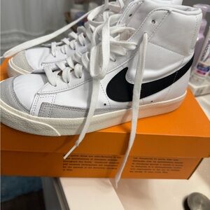 Nike White and Black High-Top Sneakers